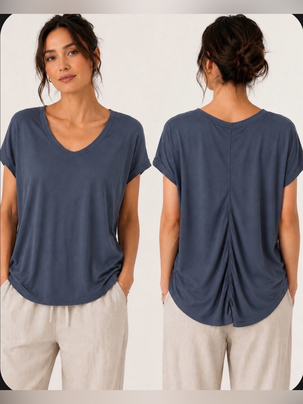 Mondetta Dusty Blue Short Sleeve Modal Blend Breathable Scoop Neck Top Large